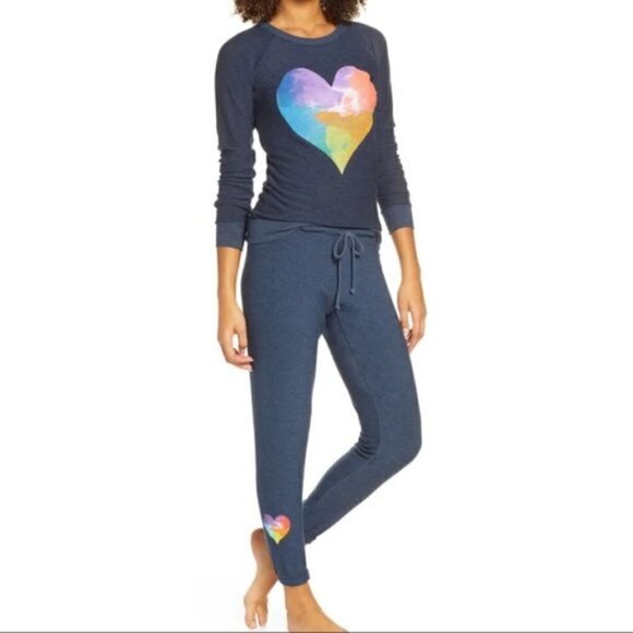 Chaser Rainbow Watercolor Heart Cozy Knit Pullover Sweatshirt New With T… - Picture 5 of 15